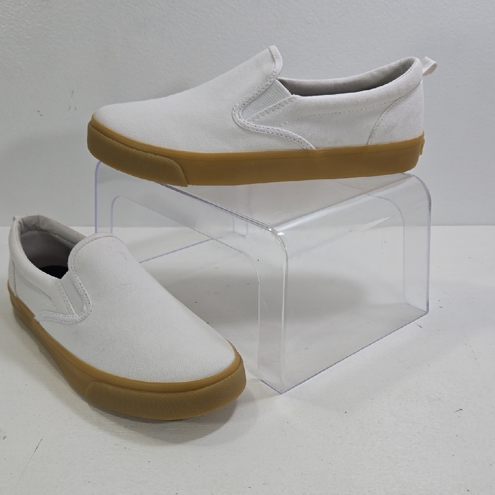 Old Navy Kids White Canvas Slip-On Sneakers Shoes 6